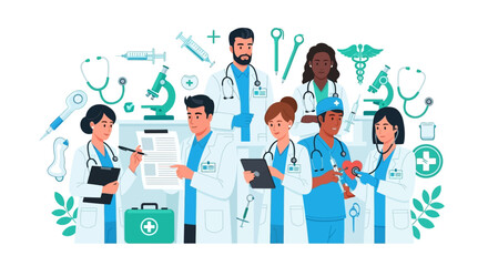 Diverse Team of Medical Professionals in a Modern Healthcare Setting