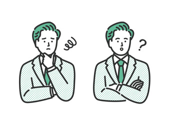 ビジネス 男性の悩みアイコンイラストセット
