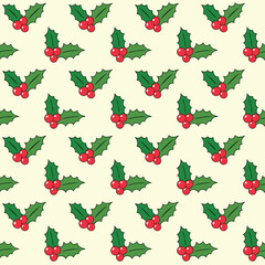 Holly berry seamless pattern for Christmas design