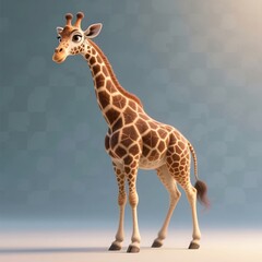Naklejka premium charming 3d giraffe standing, detailed spotted coat, perfect for children's media, educational conten