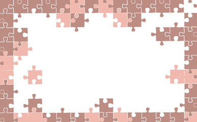 ピンクのジグソーパズルフレームイラスト