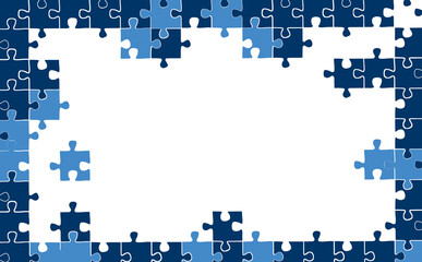 青いジグソーパズルフレームイラスト