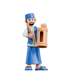 Muslim 3D Character Illustration Set Featuring Islamic Activities Eid Celebration Ramadan Prayer Cultural Holiday Tradition and Family Moments 