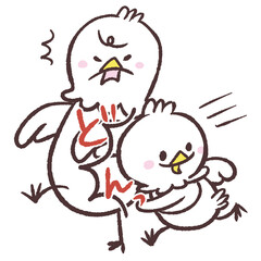 走ってぶつかる白い鳥のイラスト