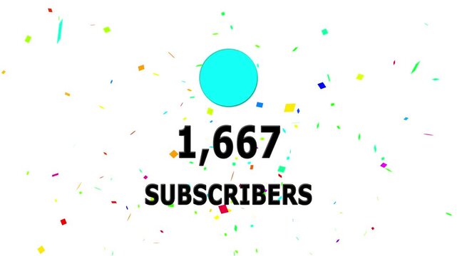 Animation 2000 subscribers count YouTube channel celebration with confetti ,Social media Quick count of subscribers to 2k . Counting Up to 2k subscribers For social media updates on Alpha channel.