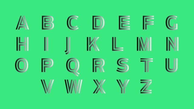 Animated Handwritten Alphabet Letters A to Z on Green Screen Background