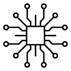 Microchip Circuit Board Vector Icon — Technology, Processor, AI Chip, Digital Network Design