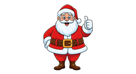 Obraz premium Cartoon illustration of santa claus giving a thumbs up gesture, isolated on transparent background
