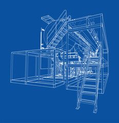 Industrial Blueprint Design. Vector