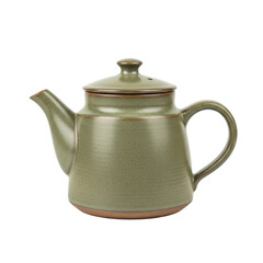 Fototapeta premium Pottery Ceramic Teapot with Lid Isolated on Transparent Background 