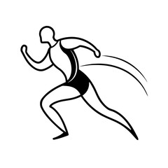Stylized white silhouette of a runner in motion isolated on white background