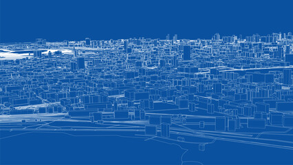 Urban modern landscape. Vector rendering of 3d