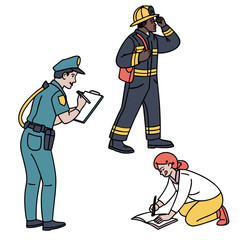 artboard with characters police officer salut