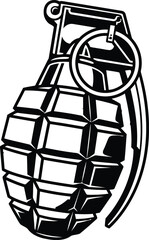 Hand grenade explosive weapon silhouette illustration.eps