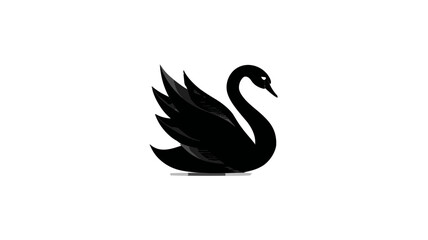 Fototapeta premium Elegant Black Swan Silhouette Illustration on White Background. Minimalist Vector Graphic Icon of a Graceful Water Bird.