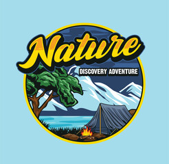 nature logo illustration with vintage style