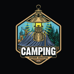 vintage style camping logo illustration