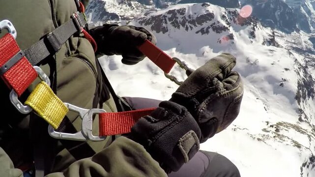 Skydiving adventure over majestic mountains extreme sports aerial view thrilling experience