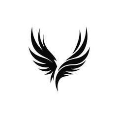 Fototapeta premium Elegant black wings vector icon, stylized bird or angel wing graphic element, modern emblem for freedom and power concept.