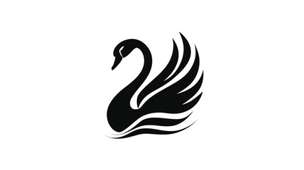 Naklejka premium Elegant Black Swan Silhouette Icon on White, Majestic Water Bird Graphic Design for Luxury, Beauty, and Grace Concepts