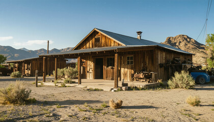 アメリカ田舎町のさびれた小屋の写真
