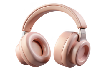 Stylish pink wireless headphones for music listening and entertainment audio device on transparent background isolated on transparent background