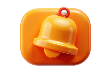 3d rendered notification bell icon in orange and yellow for alert, reminder, and message isolated on transparent background