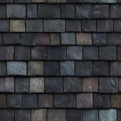 Dark Seamless Slate Shingles PBR Texture: Premium Architectural Rooftop Material Background
