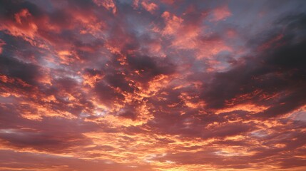 Fototapeta premium Fiery orange and deep gray clouds illuminate the evening atmosphere