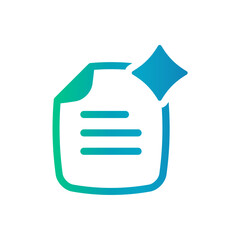 Document interface gradient icon with AI diamond accent, representing digital file or online report.