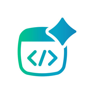 Code editor gradient icon with AI diamond accent, representing software development or programming interface.