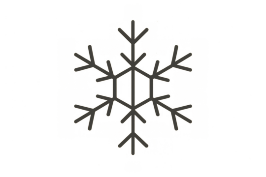 Snowflake icon representing winter season, cold weather, and christmas decorations. Hand-drawn style graphic element on transparent background