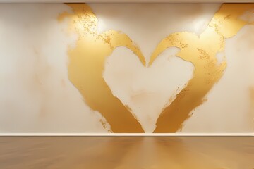 golden heart on the wall with golden work