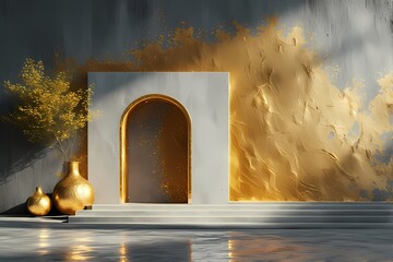 old grunge wall with golden color