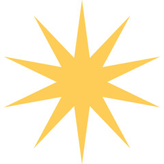 A Golden Yellow Starburst or Sparkle Graphic Element Isolated on a Transparent White Background Ideal for Festive or Decorative Use