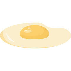 A Fried Egg With a Yellow Yolk and White Outline On a Transparent Background