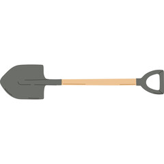 A Garden Spade With A Wooden Handle And Grey Metal Head On A Transparent White Background