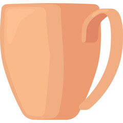 Peach Colored Ceramic Mug With Handle Object On Transparent Background Winter Drinkware Collection