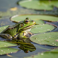 Whimsical Green Tree Frog Resting on a Lush Tropical Leaf



