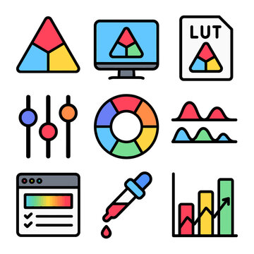 Color grading and editing tools: lut, histogram, color wheel, pipette, chart, sliders.