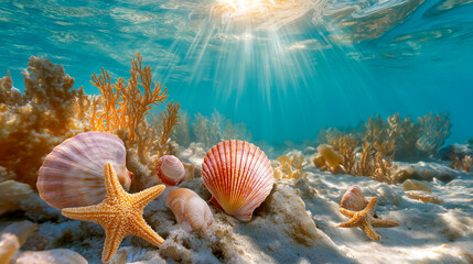 Colorful marine life in a serene ocean scene