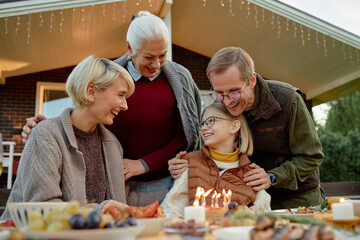 Caucasian middle aged woman, senior Caucasian woman, Caucasian middle aged man and Caucasian child...