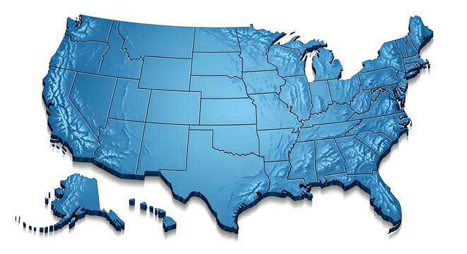 Detailed map of the United States of America, perfect for visualizing data, planning routes, or showcasing national trends for dynamic presentations
