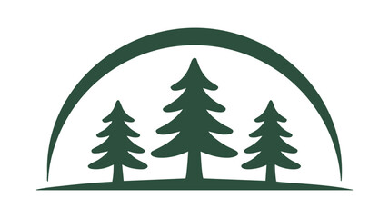 Obraz premium Nature inspired logo featuring three evergreen trees under an arch