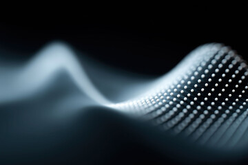 Flowing dotted wave pattern creates dynamic three-dimensional technological visualization effect.