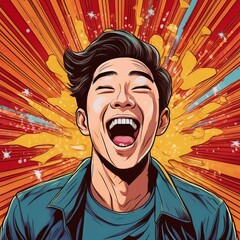 笑う男　イラスト