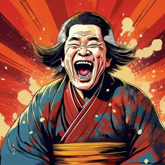 笑う男　イラスト