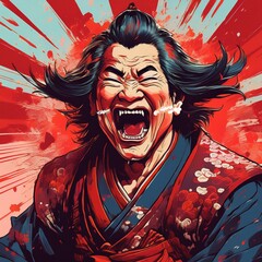 笑う男　イラスト