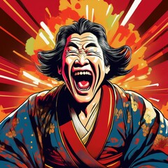 笑う男　イラスト