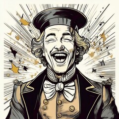 笑う男　イラスト